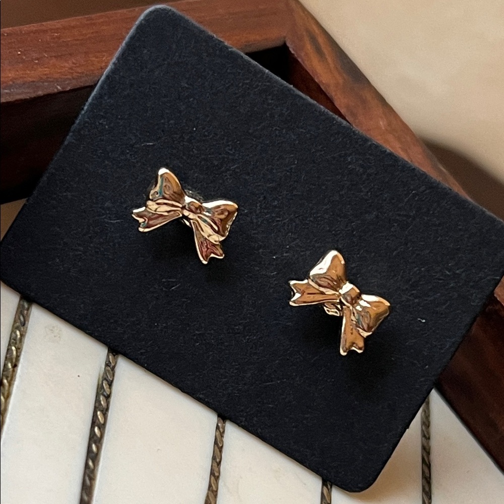 Gold Bow Stud Earrings